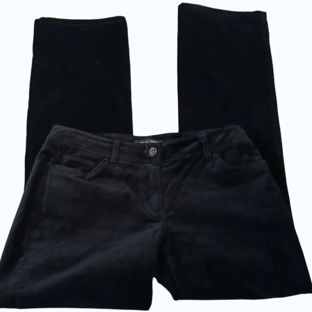 WHITE HOUSE BLACK MARKET Black Velour Boot Cut Pants EUC - Picture 7 of 10